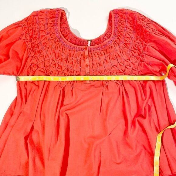 Free People orange smocked boho blouse - Picture 11 of 15